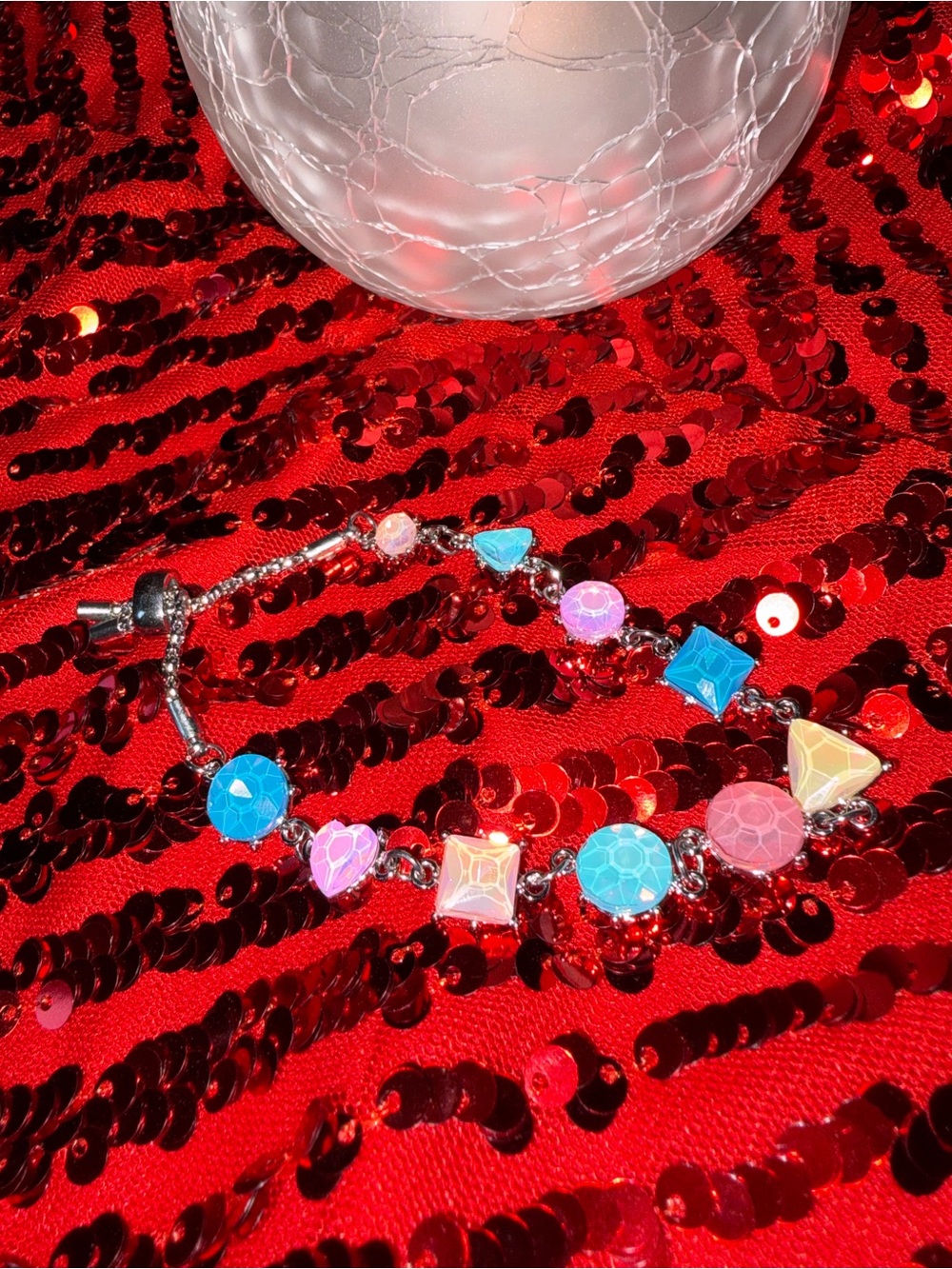 paparazzi Blue Pink Purple Cream Multicolor Charm Bracelet